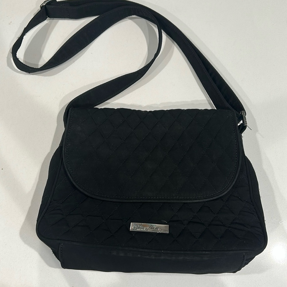 Vera Bradley Franny Petal black Quilted Crossbody adjustable strap purse